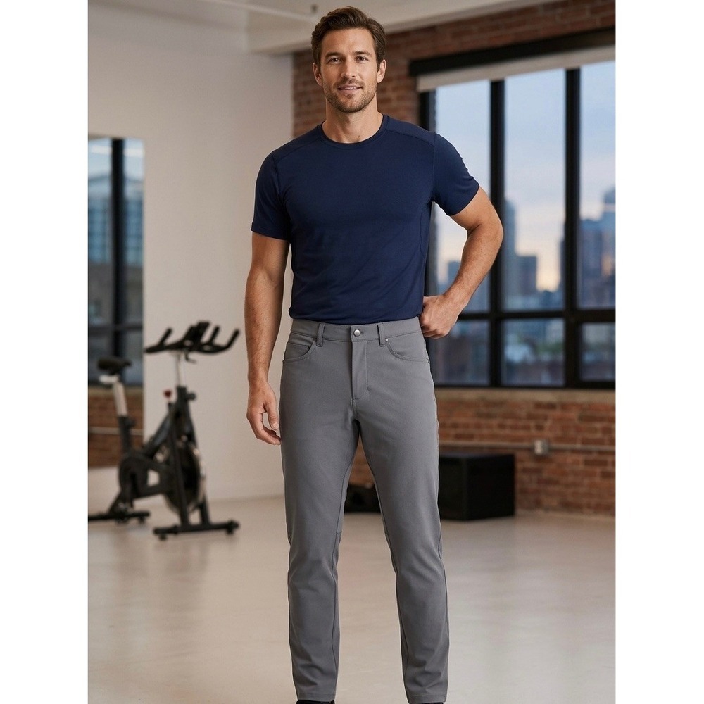 Lululemon ABC Slim Fit Pants Mens 30 Grey Warpstreme 5 Pocket Trousers M5AD8S